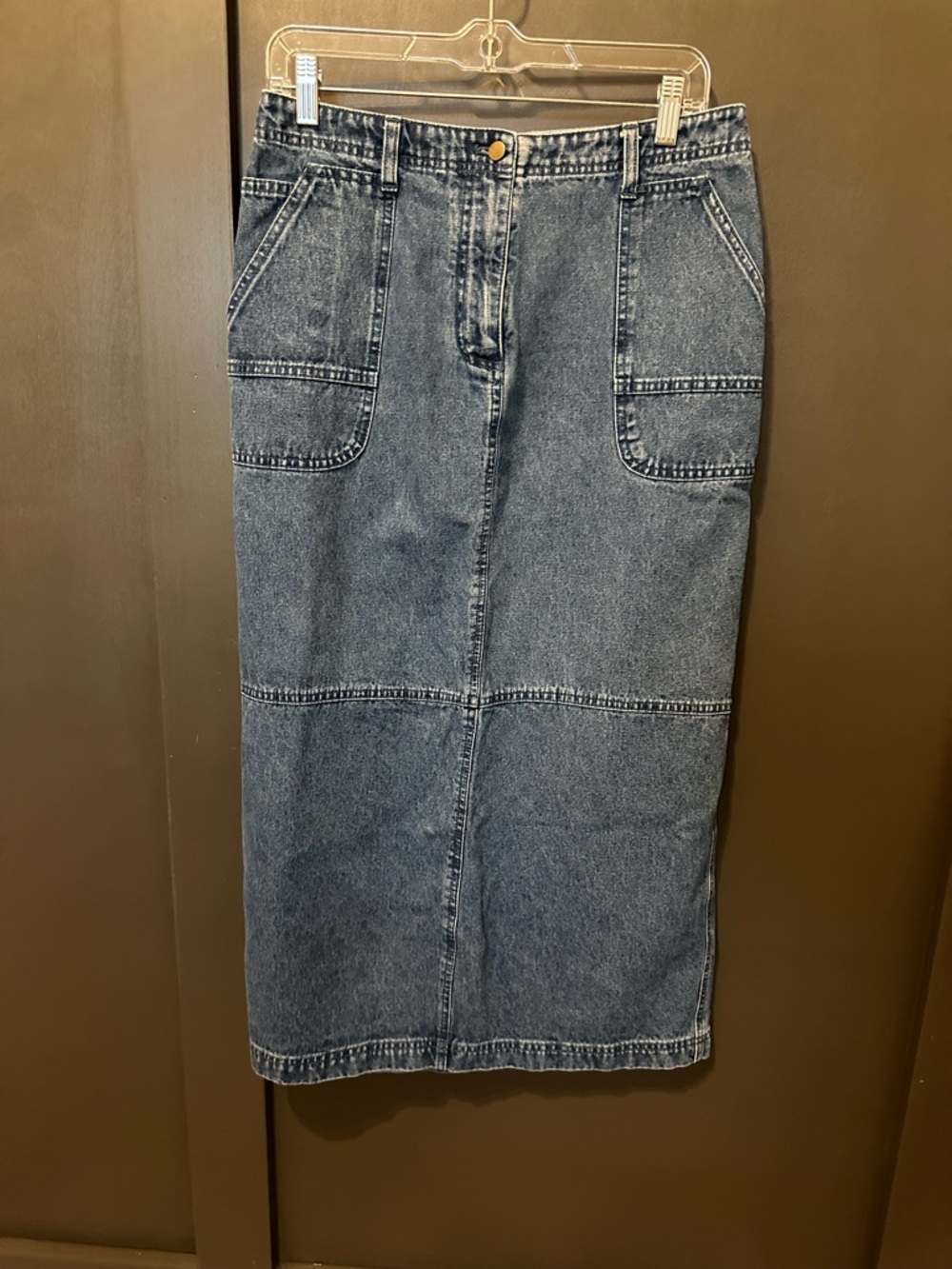 Christopher & Banks Light Wash Denim Skirt with Button Front